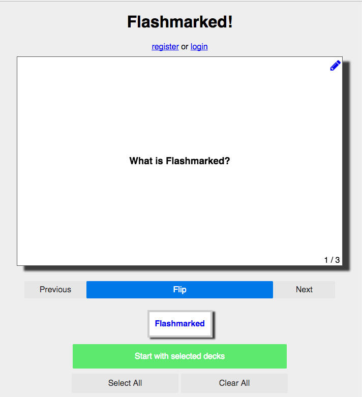 A screenshot of flashmarked